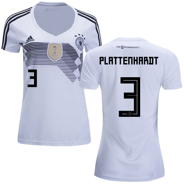 Women's Germany #3 Plattenhardt White Home Soccer Country Jersey